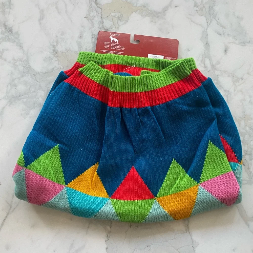 Dog Sweater size‎ XL argyle print
